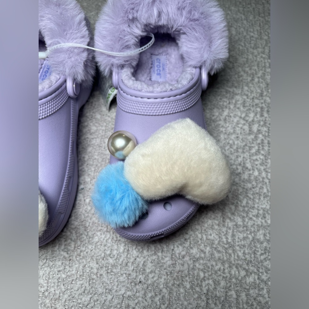 NWT Crocs Classic Platform Lined Charm Clog Lavender Purple Women’s Size 6 - Picture 8 of 17